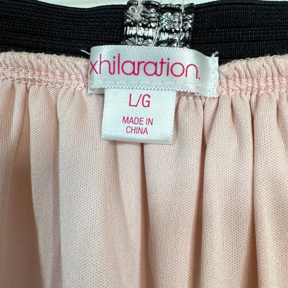 Pink Layered Tulle Midi Skirt Size L Metallic Waistband Balletcore Feminine - Picture 6 of 9